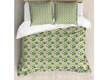 Abakuhaus Set Copripiumino Per Letto Singolo, Cartoonish Pastell Petals, Antiacaro E Anallergico Con Federa, 155 Cm X 220 Cm - 80 X 80 Cm, Verde Chiaro Multicolore