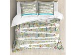 Abakuhaus Set Copripiumino Per Letto Singolo, Ciclista In Città Panorama Divertente, Antiacaro Adatto A Chi Soffre Di Allergie Con Federa, 200 Cm X 200 Cm - 80 X 80 Cm, Multicolore