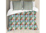 Abakuhaus Set Copripiumino Per Letti Singoli, Fiori Tropicali, Antiacaro, Adatto A Chi Soffre Di Allergie, Con Federa, 155 Cm X 220 Cm - 80 X 80 Cm, Multicolore
