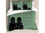 Abakuhaus Set Copripiumino Wunderlich Per Letti Singoli, BüRo Fun Arbeits, Antiacaro, Adatto A Chi Soffre Di Allergie, Con Federa, 155 Cm X 220 Cm - 80 X 80 Cm, Grigio Antracite Verde