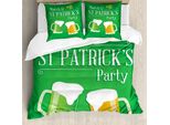 Abakuhaus Irish Pub Set Copripiumino Per Letti Singoli, St. Patrick Day Beers, Antiacaro, Adatto A Chi Soffre Di Allergie, Con Federa, 155 Cm X 220 Cm - 80 X 80 Cm, Fern Green Earth Giallo