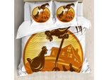 Abakuhaus Set Copripiumino Per Letto Singolo, Retro Land, Antiacaro, Adatto A Chi Soffre Di Allergie, Con Federa, 155 Cm X 220 Cm - 80 X 80 Cm, Cannella E Cioccolato