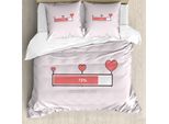 Abakuhaus Set Copripiumino Per Letto Singolo Per San Valentino, Laden Love Meter, Antiacaro, Adatto A Chi Soffre Di Allergie, Con Federa, 155 Cm X 220 Cm - 80 X 80 Cm, Rosa Corallo Baby