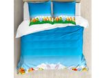 Abakuhaus Set Copripiumino Coniglietto Pasquale Per Letti Singoli, Coniglietto Pasquale Cartoon, Antiacaro, Adatto A Chi Soffre Di Allergie, Con Federa, 200 Cm X 200 Cm - 80 X 80 Cm, Multicolore