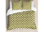Abakuhaus Set Copripiumino Geometrico Per Letti Singoli, Triangoli Bicolori, Antiacaro, Adatto A Chi Soffre Di Allergie, Con Federa, 155 Cm X 220 Cm - 80 X 80 Cm, Giallo Verde Cioccolato