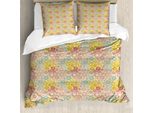 Abakuhaus Set Copripiumino Per Letti Singoli, Petali E Pois, Antiacaro, Adatto A Chi Soffre Di Allergie, Con Federa, 200 Cm X 200 Cm - 80 X 80 Cm, Guscio D'uovo E Multicolore