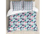 Abakuhaus Set Copripiumino Tropicale Per Letti Singoli, Motivo Foglie Esotiche, Antiacaro, Adatto A Chi Soffre Di Allergie, Con Federa, 155 Cm X 220 Cm - 80 X 80 Cm, Multicolore