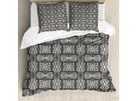 Set Copripiumino Abakuhaus Per Letti Singoli, Motivo Botanico Zentangle, Antiacaro, Adatto A Chi Soffre Di Allergie, Con Federa, 200 Cm X 200 Cm - 80 X 80 Cm, Viola Scuro, Grigio, Avorio