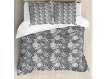 Abakuhaus Set Copripiumino Per Letto Singolo, Motivo Botanico Outline, Antiacaro, Adatto A Chi Soffre Di Allergie, Con Federa, 200 Cm X 200 Cm - 80 X 80 Cm, Viola Scuro, Grigio, Bianco