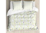 Abakuhaus Set Copripiumino Per Letti Singoli, Delicati Fiori Selvatici, Antiacaro, Adatto A Chi Soffre Di Allergie, Con Federa, 155 Cm X 220 Cm - 80 X 80 Cm, Verde Lime Viola