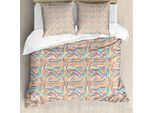 Abakuhaus Set Copripiumino Astratto Per Letti Singoli, Strisce Vivaci Moderne, Antiacaro, Adatto A Chi Soffre Di Allergie, Con Federa, 155 Cm X 220 Cm - 80 X 80 Cm, Multicolore