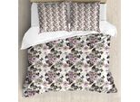 Abakuhaus Set Copripiumino Per Letto Singolo, Motivo Floreale Nostalgico, Antiacaro, Adatto A Chi Soffre Di Allergie, Con Federa, 155 Cm X 220 Cm - 80 X 80 Cm, Multicolore