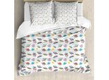 Abakuhaus Set Copripiumino Extraterrestre Per Letti Singoli, Mosche Iconici Oggetti Cosmici, Antiacaro Adatto A Chi Soffre Di Allergie Con Federa, 200 Cm X 200 Cm - 80 X 80 Cm, Multicolore