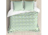 Abakuhaus Set Copripiumino Per Letto Singolo, Narcisi Cartoon, Antiacaro, Adatto A Chi Soffre Di Allergie, Con Federa, 155 Cm X 220 Cm - 80 X 80 Cm, Azzurro Senape
