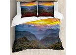 Abakuhaus Set Copripiumino Appalachian Per Letti Singoli, Pittoresco Tramonto Nc, Antiacaro Adatto A Chi Soffre Di Allergie Con Federa, 155 Cm X 220 Cm - 80 X 80 Cm, Multicolore