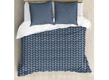 Abakuhaus Set Copripiumino Geometrico Per Letti Singoli, Tribal Triangular Zigzags, Antiacaro, Adatto A Chi Soffre Di Allergie, Con Federa, 200 Cm X 200 Cm - 80 X 80 Cm, Blu Notte Azzurro