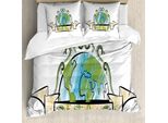 Abakuhaus Giornata Della Terra Set Copripiumino Per Letti Singoli, Design A Bande Sfuggenti, Antiacaro, Adatto A Chi Soffre Di Allergie, Con Federa, 155 Cm X 220 Cm - 80 X 80 Cm, Bianco Multicolore