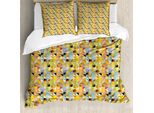 Abakuhaus Set Copripiumino Geometrico Per Letti Singoli, Quadrati Grunge Creativi, Antiacaro, Adatto A Chi Soffre Di Allergie, Con Federa, 200 Cm X 200 Cm - 80 X 80 Cm, Multicolore