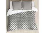 Abakuhaus Set Copripiumino Astratto Per Letti Singoli, Linee Quadrate Lattice Kunst, Antiacaro, Adatto A Chi Soffre Di Allergie, Con Federa, 155 Cm X 220 Cm - 80 X 80 Cm, Grigio Antracite Eggshell