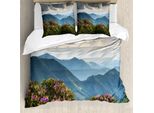 Abakuhaus Set Copripiumino Appalachian Per Letti Singoli, Bergspitzen Azalea, Antiacaro, Adatto A Chi Soffre Di Allergie, Con Federa, 155 Cm X 220 Cm - 80 X 80 Cm, Multicolore