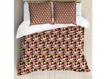 Abakuhaus Set Copripiumino Per Letto Singolo, Motivo Nostalgico A Foglie, Antiacaro E Anallergico, Con Federa, 200 Cm X 200 Cm - 80 X 80 Cm, Multicolore Grigio Antracite