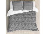 Set Copripiumino Abakuhaus Per Letti Singoli, Zentangle Triangles, Antiacaro, Adatto A Chi Soffre Di Allergie, Con Federa, 200 Cm X 200 Cm - 80 X 80 Cm, Grigio Antracite E Bianco