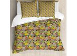 Abakuhaus Set Copripiumino Furits Per Letti Singoli, Tropical Hawaii Island, Antiacaro, Adatto A Chi Soffre Di Allergie, Con Federa, 155 Cm X 220 Cm - 80 X 80 Cm, Multicolore