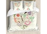 Abakuhaus Set Copripiumino Spagnolo Per Letti Singoli, Viva Mexico Folklore, Antiacaro, Adatto A Chi Soffre Di Allergie, Con Federa, 200 Cm X 200 Cm - 80 X 80 Cm, Color Crema E Multicolore