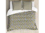 Abakuhaus Set Copripiumino Geometrico Per Letti Singoli, Semplici Motivi Simmetrici Rotondi, Antiacaro, Adatto A Chi Soffre Di Allergie, Con Federa, 155 Cm X 220 Cm - 80 X 80 Cm, Grigio Chiaro