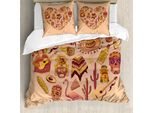 Abakuhaus Set Copripiumino Spagnolo Per Letti Singoli, Stile Folcloristico Latinoamericano, Antiacaro, Adatto A Chi Soffre Di Allergie, Con Federa, 200 Cm X 200 Cm - 80 X 80 Cm, Color Pesca E Multicolore