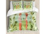 Abakuhaus Giornata Della Terra Set Copripiumino Per Letti Singoli, Coppia Di Piante, Antiacaro, Adatto A Chi Soffre Di Allergie, Con Federa, 155 Cm X 220 Cm - 80 X 80 Cm, Verde Chiaro Multicolore