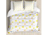 Abakuhaus Set Copripiumino Per Lettini Singoli, Stelle Pastello Allegre, Antiacaro, Adatto A Chi Soffre Di Allergie, Con Federa, 155 Cm X 220 Cm - 80 X 80 Cm, Bianco Multicolore