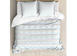 Abakuhaus Set Copripiumino Per Letti Singoli, Chevron Curve Astratte Artistiche, Antiacaro, Adatto A Chi Soffre Di Allergie, Con Federa, 155 Cm X 220 Cm - 80 X 80 Cm, Blu Mare Multicolore