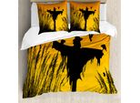 Abakuhaus Set Copripiumino Per Letto Singolo, Rural Silhouettes, Antiacaro, Adatto A Chi Soffre Di Allergie, Con Federa, 200 Cm X 200 Cm - 80 X 80 Cm, Giallo Terra Di Calendula