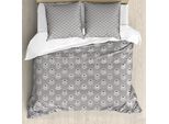 Abakuhaus Set Copripiumino Astratto Per Letti Singoli, Scala Di Grigi - Fiori Geometrici, Antiacaro, Adatto A Chi Soffre Di Allergie, Con Federa, 155 Cm X 220 Cm - 80 X 80 Cm, Grigio Talpa Multicolore
