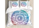 Abakuhaus Galaxy Mandala Set Copripiumino Per Letti Singoli, Motivo Medaglione, Antiacaro, Adatto A Chi Soffre Di Allergie, Con Federa, 200 Cm X 200 Cm - 80 X 80 Cm, Multicolore