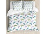 Abakuhaus Set Copripiumino Camaleonte Per Letti Singoli, Rettile Su Ramo, Antiacaro, Adatto A Chi Soffre Di Allergie, Con Federa, 155 Cm X 220 Cm - 80 X 80 Cm, Multicolore