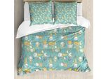 Abakuhaus Set Copripiumino Per Lettini Singoli, Musicisti Mostri, Antiacaro, Adatto A Chi Soffre Di Allergie, Con Federa, 155 Cm X 220 Cm - 80 X 80 Cm, Seafoam E Multicolor