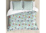 Abakuhaus Set Copripiumino Per Letti Singoli, Persone Colorate Sul Ghiaccio, Antiacaro, Adatto A Chi Soffre Di Allergie, Con Federa, 200 Cm X 200 Cm - 80 X 80 Cm, Pale Seafoam Multicolor