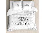 Abakuhaus Bleib VerrüCkt Set Copripiumino Per Letti Singoli, Empowering Kalligraphie, Antiacaro, Adatto A Chi Soffre Di Allergie, Con Federa, 200 Cm X 200 Cm - 80 X 80 Cm, Grigio Antracite E Bianco