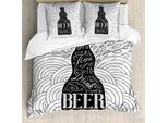 Set Copripiumino Per Letto Singolo Abakuhaus Irish Pub, È Ora Di Bere Una Birra, Antiacaro, Adatto A Chi Soffre Di Allergie, Con Federa, 200 Cm X 200 Cm - 80 X 80 Cm, Grigio Antracite E Bianco