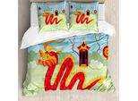 Abakuhaus Set Copripiumino Per Letto Singolo, Padiglione Cinese, Antiacaro, Adatto A Chi Soffre Di Allergie, Con Federa, 200 Cm X 200 Cm - 80 X 80 Cm, Multicolore