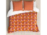 Abakuhaus Set Copripiumino Per Letto Singolo, Motivo Fragole Colorate, Antiacaro, Adatto A Chi Soffre Di Allergie, Con Federa, 200 Cm X 200 Cm - 80 X 80 Cm, Arancione Scuro Corallo