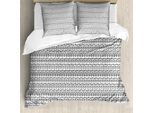 Set Copripiumino Abakuhaus Per Letti Singoli, Motivi BohéMien A Zigzag E Frecce, Antiacaro E Anallergico, Con Federa, 155 Cm X 220 Cm - 80 X 80 Cm, Grigio Antracite E Bianco