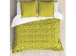Abakuhaus Set Copripiumino Yellow Paisley Per Letti Singoli, Decorazioni Floreali Artistiche, Antiacaro, Adatto A Chi Soffre Di Allergie, Con Federa, 200 Cm X 200 Cm - 80 X 80 Cm, Giallo, Verde, Giallo