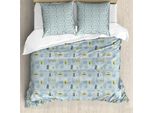 Abakuhaus Set Copripiumino Botanico Per Letti Singoli, Foglie E Rami, Antiacaro, Adatto A Chi Soffre Di Allergie, Con Federa, 200 Cm X 200 Cm - 80 X 80 Cm, Blu Multicolore
