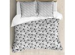 Abakuhaus Set Copripiumino Per Letto Singolo, Monocromatico The Hibiscus Sketch, Antiacaro E Anallergico, Con Federa, 200 Cm X 200 Cm - 80 X 80 Cm, Grigio Antracite E Bianco