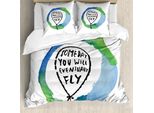 Abakuhaus Set Copripiumino Per Letto Singolo, Motivo Acquerellato, Antiacaro, Adatto A Chi Soffre Di Allergie, Con Federa, 155 Cm X 220 Cm - 80 X 80 Cm, Blu Azzurro E Verde Felce