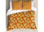 Abakuhaus Set Copripiumino Per Letti Singoli, Motivo Floreale Autunnale Astratto, Antiacaro, Adatto A Chi Soffre Di Allergie, Con Federa, 155 Cm X 220 Cm - 80 X 80 Cm, Giallo Arancione