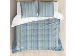 Abakuhaus Set Copripiumino Per Letti Singoli, Travi Verticali E Strisce, Antiacaro, Adatto A Chi Soffre Di Allergie, Con Federa, 155 Cm X 220 Cm - 80 X 80 Cm, Verde Scuro Ceil Blu